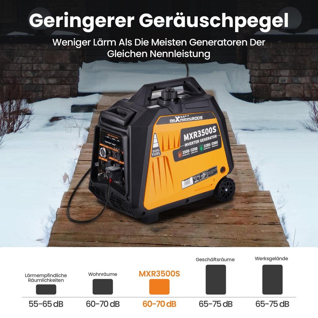 Stromgenerator maXpeedingrods Stromerzeuger 3500 W Benzin 4-Takt mit USB und 230 V Steckdosen leise und leicht für Camping
