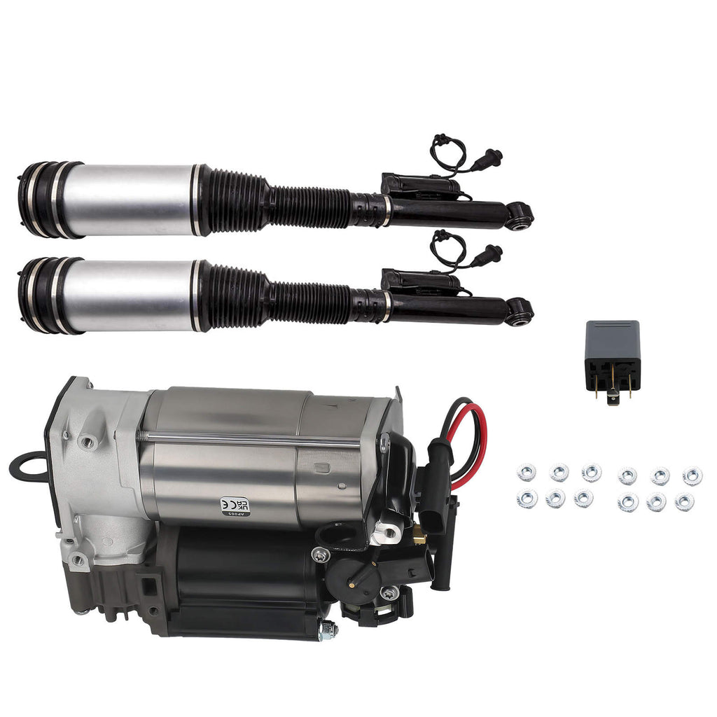 Paar Hinten Luftfederung Stoßdämpfer + Kompressor kompatibel für Mercedes S-Klasse W220