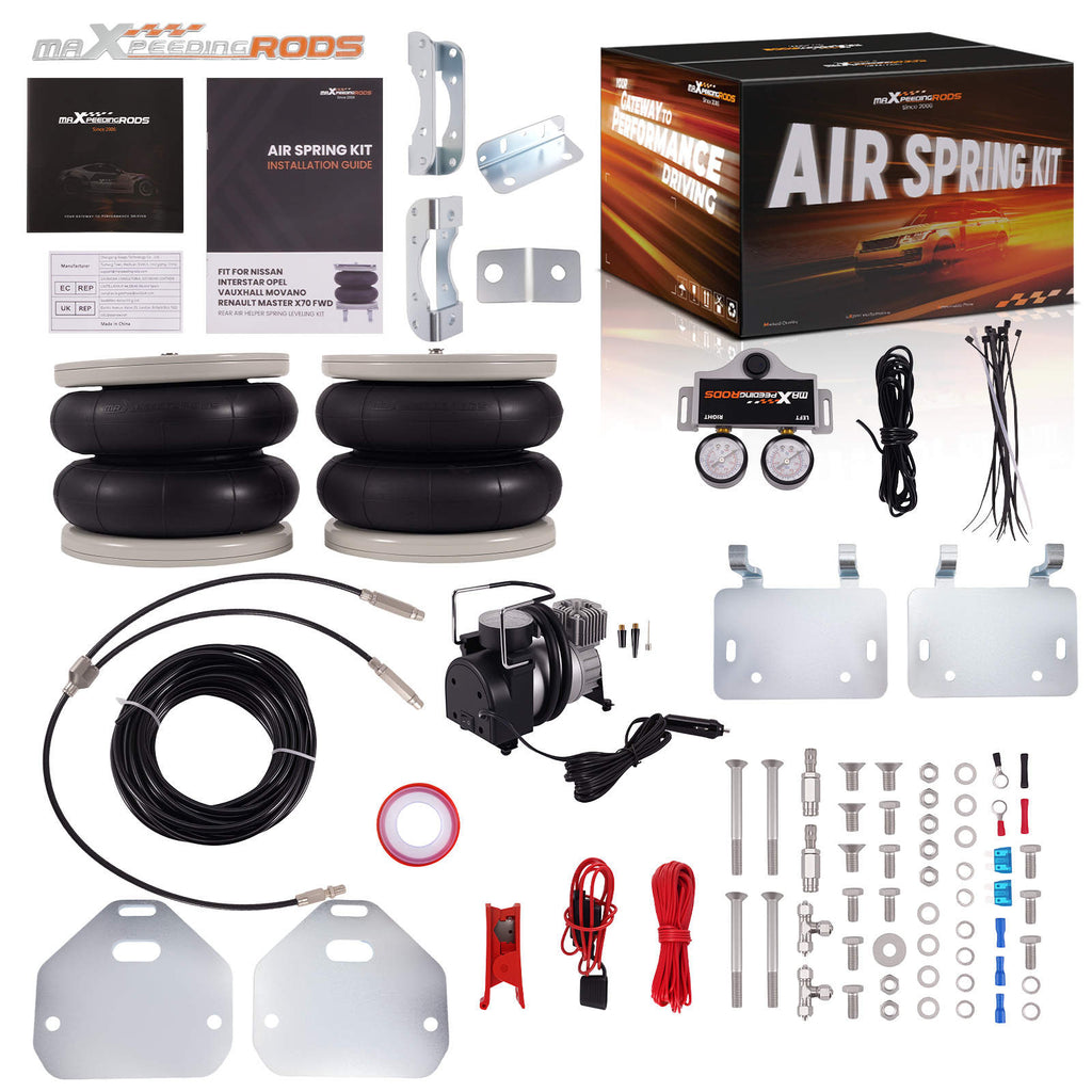 Luftbalg + Kompressor Kit mit Zwei-Kreis-System kompatibel für Opel Movano X70 1998-2010