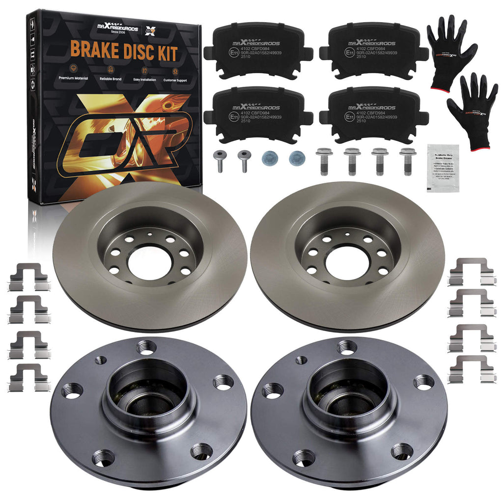 Bremsscheiben Beläge Radnabe LR HintenFor kompatibel für VW Golf 5 6 Jetta Passat A3 Octavia