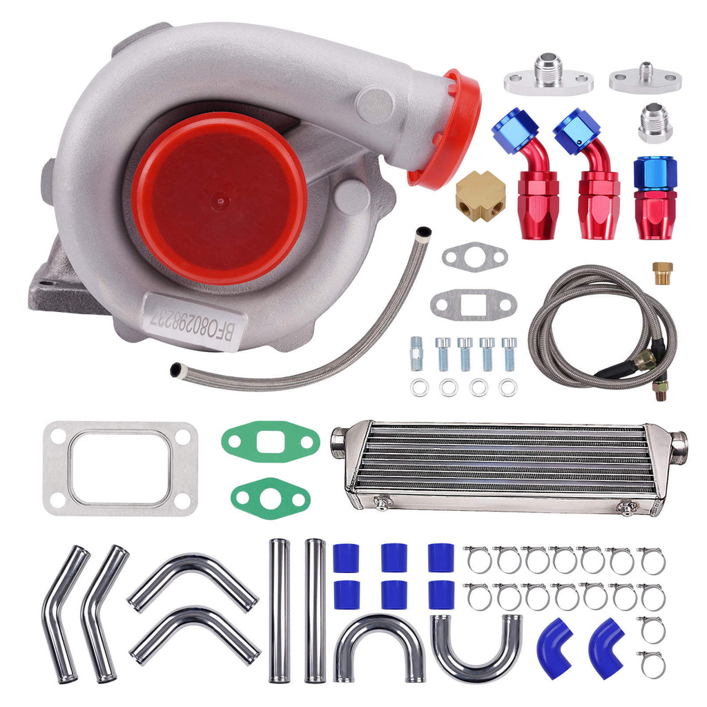 Turbolader Kit T3/T4 mit 550mm ÖlrücklaufleitungIntercooler System Universal