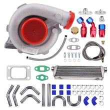 Laden Sie das Bild in den Galerie-Viewer, Turbolader Kit T3/T4 mit 550mm ÖlrücklaufleitungIntercooler System Universal