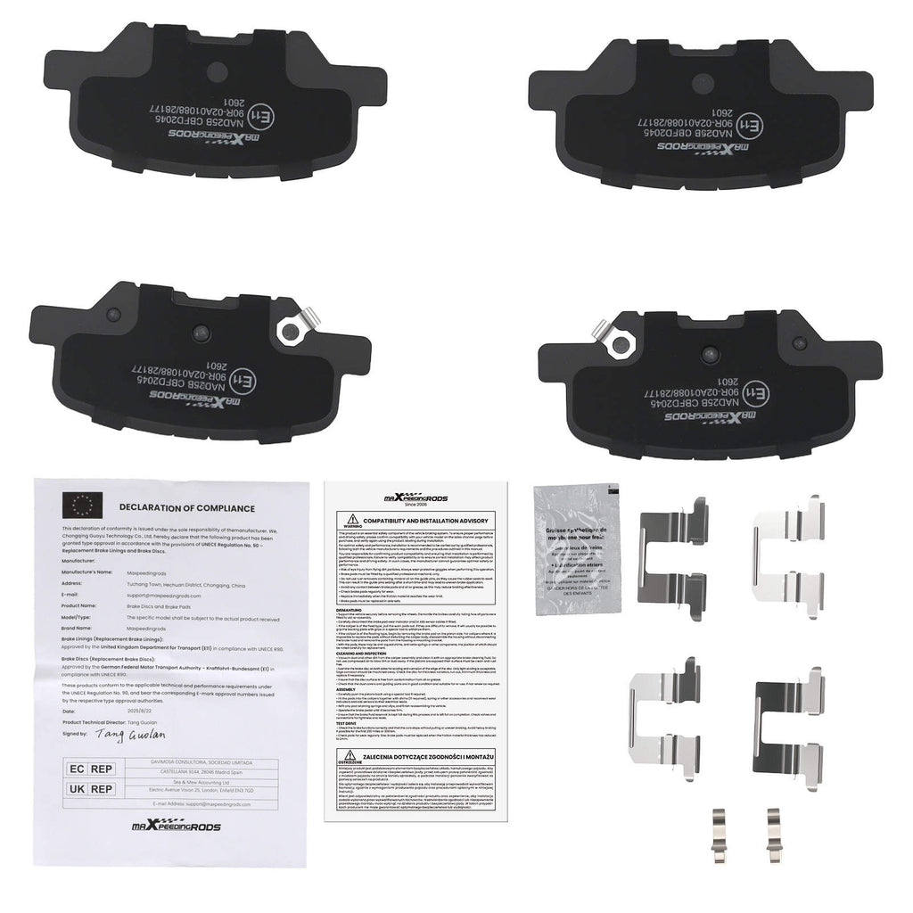 Bremsbeläge Hinten kompatibel für Mazda 6 Kombi Stufenheck GJ GL kompatibel für Mitsubishi Outlander III