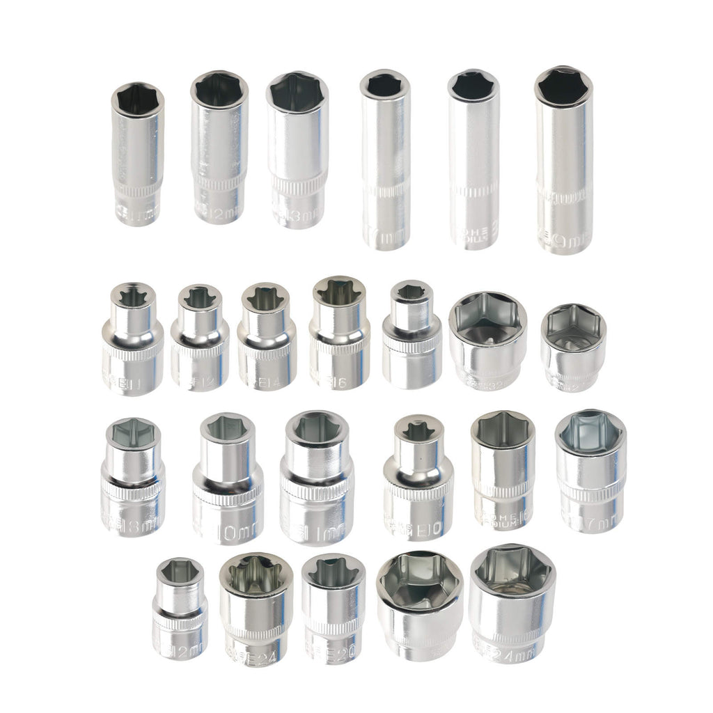 108 Steckschlüssel Ratschenset 1/2 1/4 Zoll CR-V Bits Werkzeugkoffer