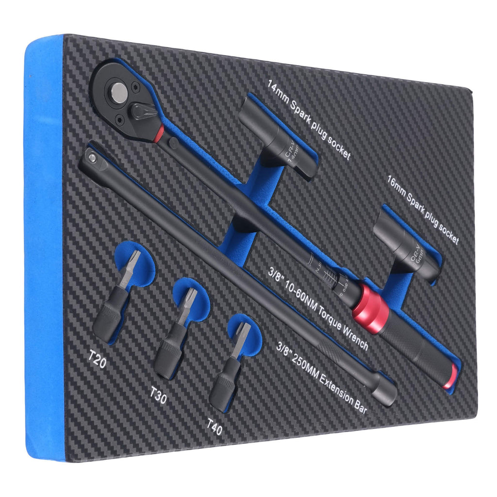 Drehmomentschlüssel 3/8 Zoll 10-60Nm einstellbar Bits T20 T30 T40 Verlängerung