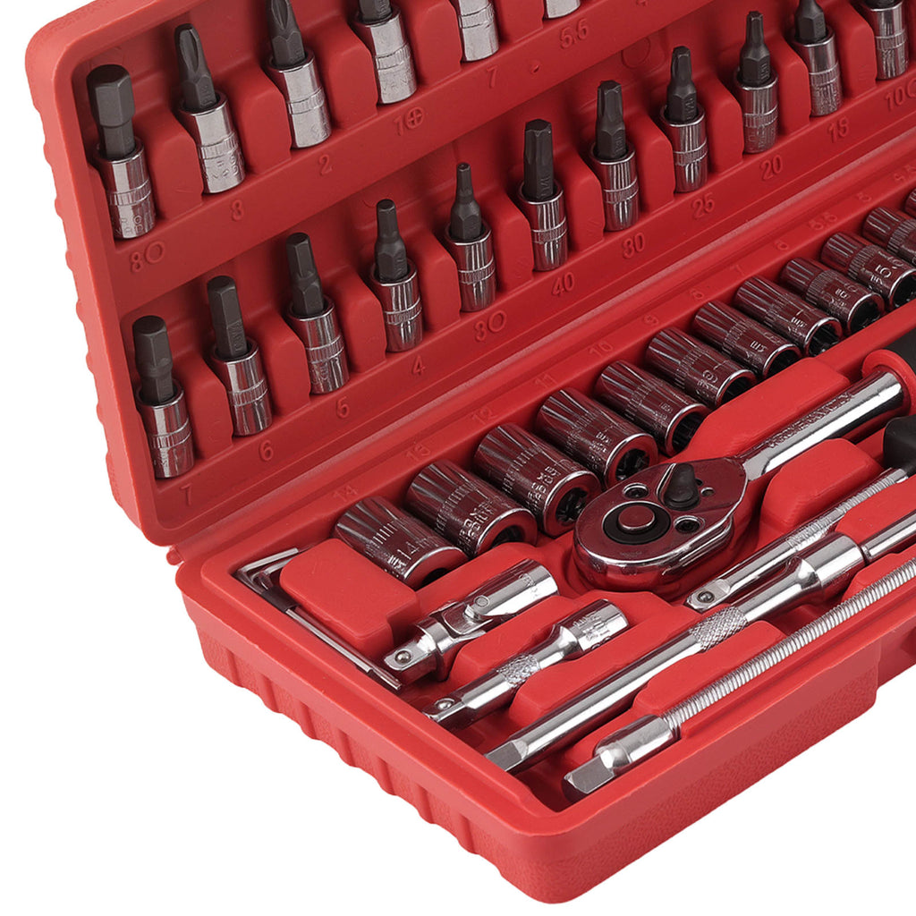 1/4 Zoll Ratsche Set 46-teilig Kardangelenk Bits 4-14mm verzinkt