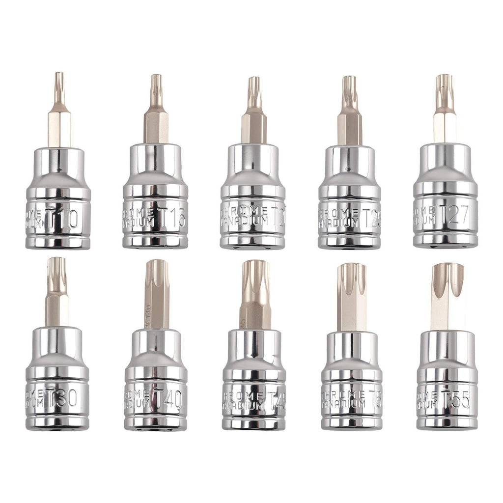 10 Teile Steckschlüssel Stern-Bit 3/8 Zoll T10-T55 CRV 48mm Set
