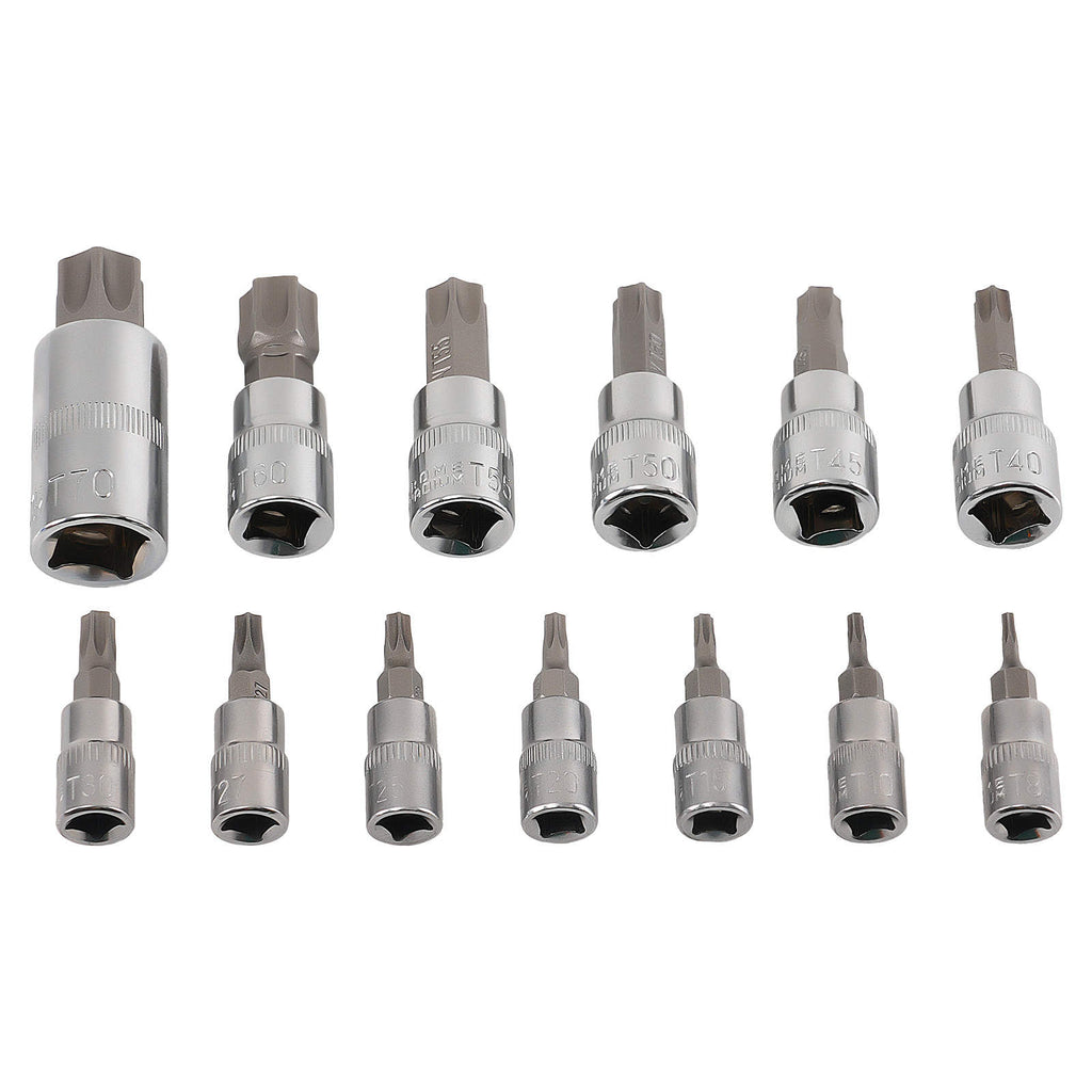 13-teilig CRV Steckschlüsselsatz 1/4 3/8 1/2 Zoll Bits T8 bis T70