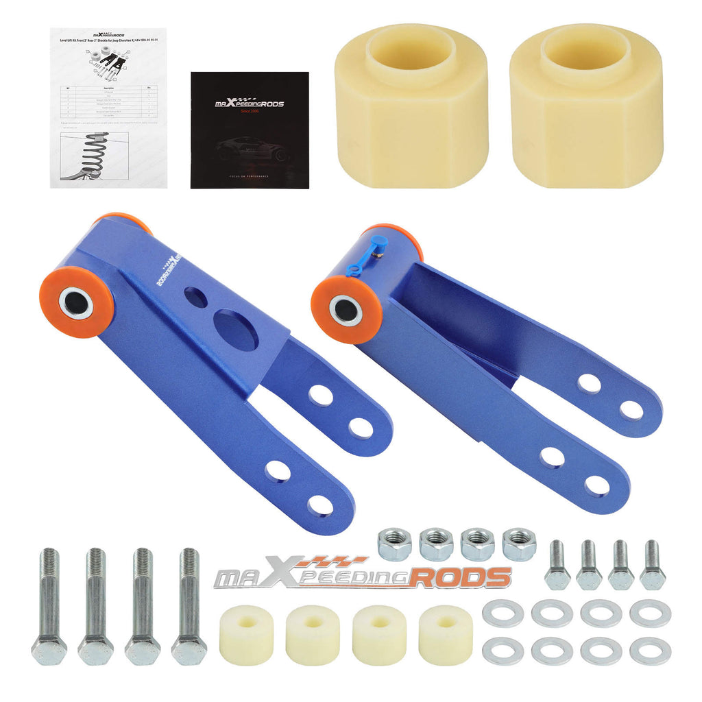Höherlegungs-Distanzstücke vorne 3 + hinten 2 kompatibel für Jeep Cherokee XJ 84-01 4