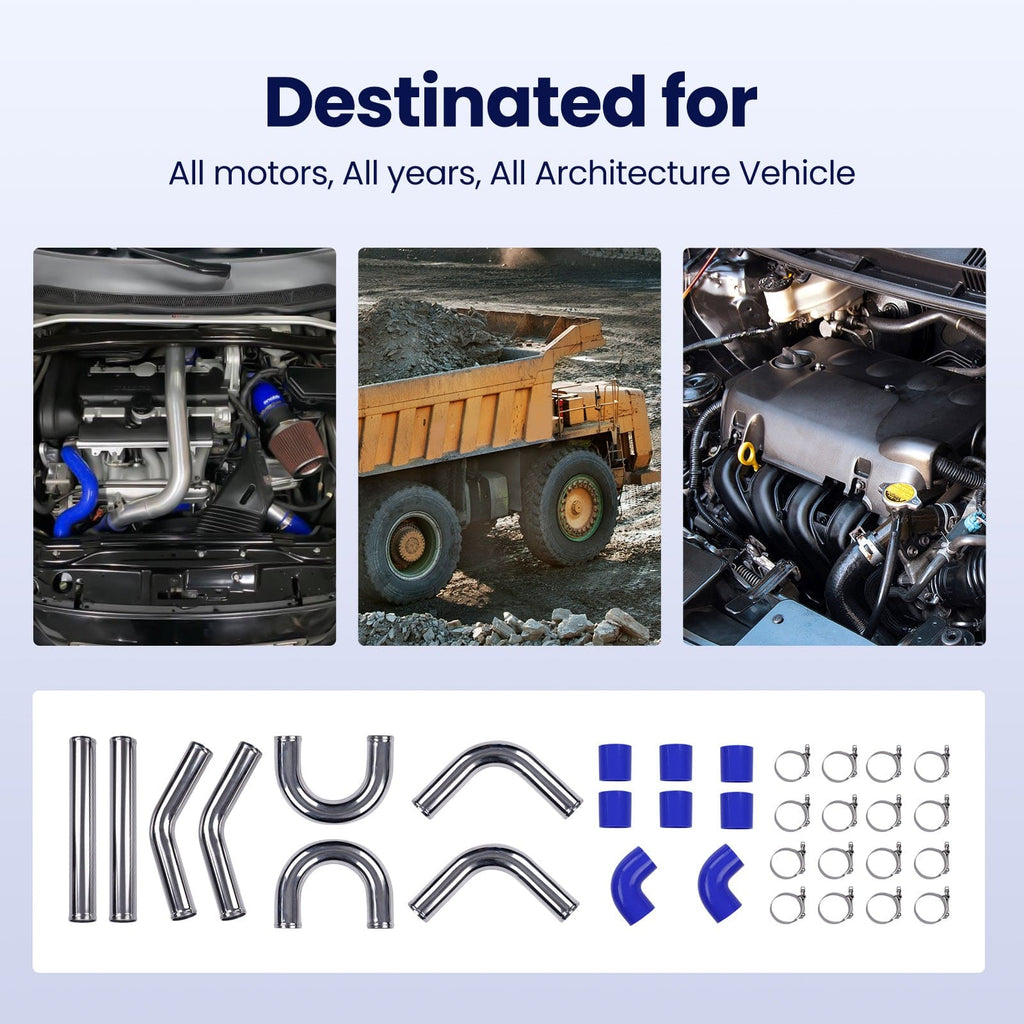 Andere 2,5 zoll 64 mm Aluminium Universal Ladeluftkühler Turbo Rohrleitungen und blaue Schlauch Kits