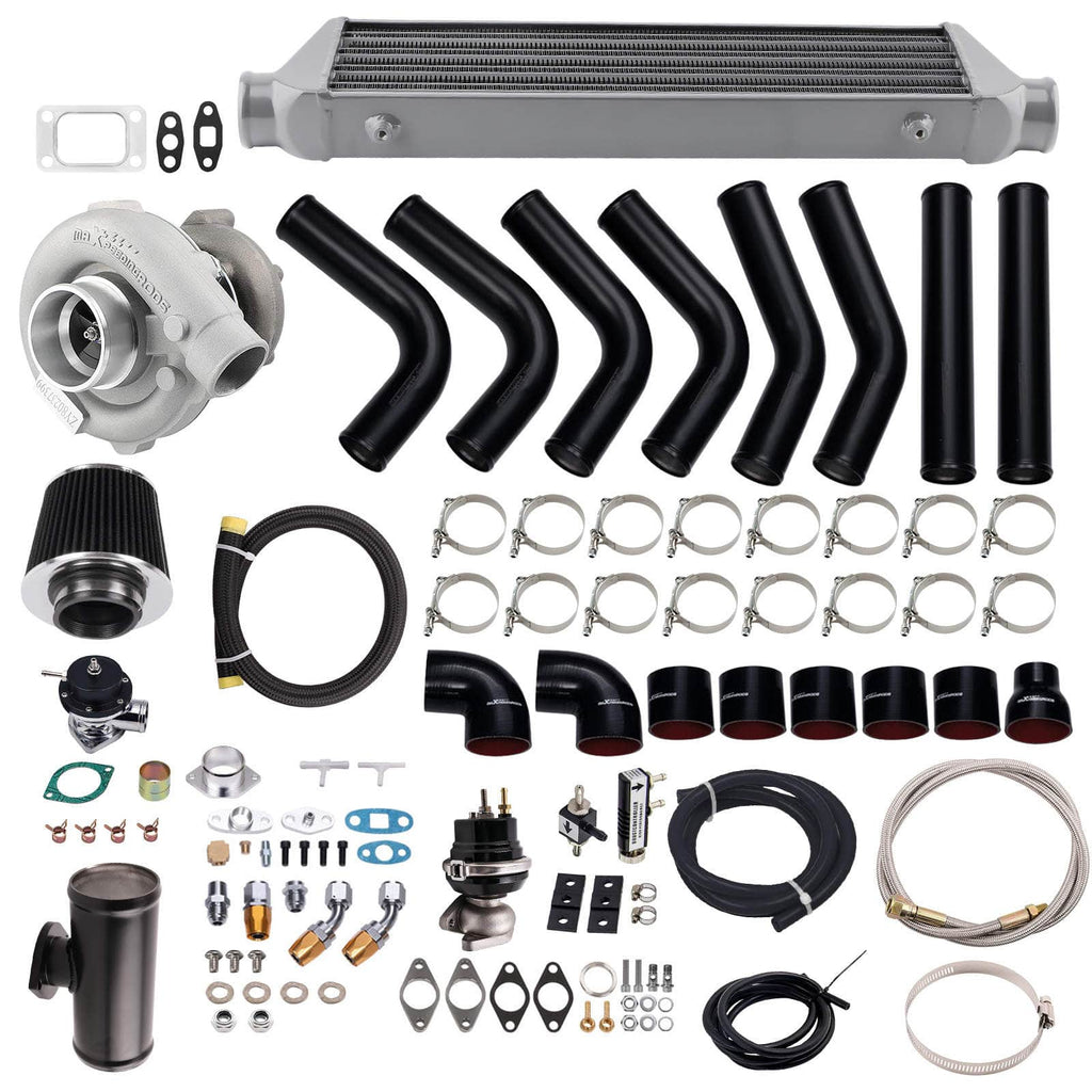 Einstiegslevel Turbolader T3 T04E Turbo Kit Wastegate + Intercooler + Piping Kit kompatibel für BMW E36 323i i6 95-99