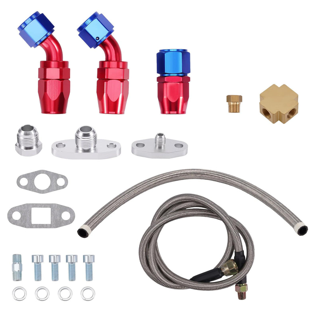 Einstiegslevel Turbolader Universal Turbo Oil Feed + Ölrücklaufleitung Hose Kit For T3 T4 T70 T66 T04E