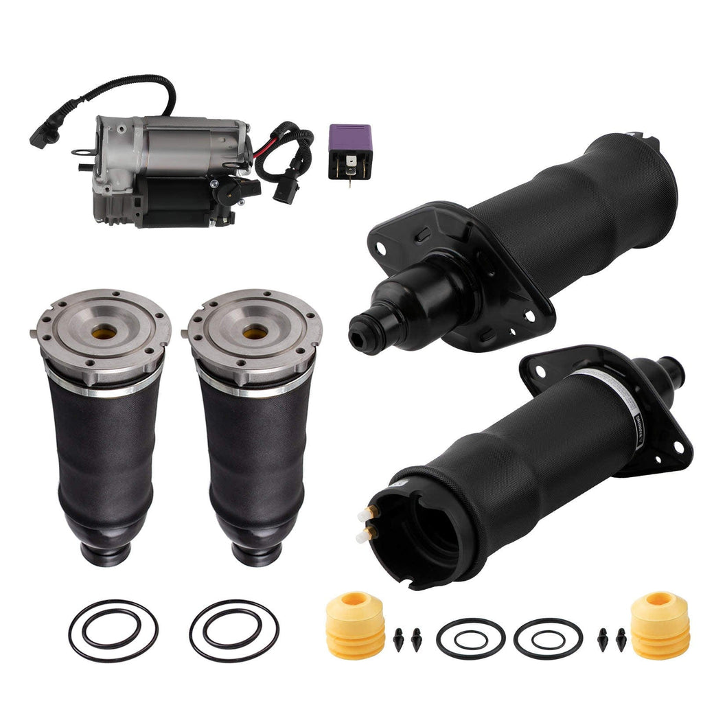 Kombinierte Produkte 4x Federbalg Hinten Vorne + Kompressor mit Relais kompatibel für Audi A6 4B C5 Allroad