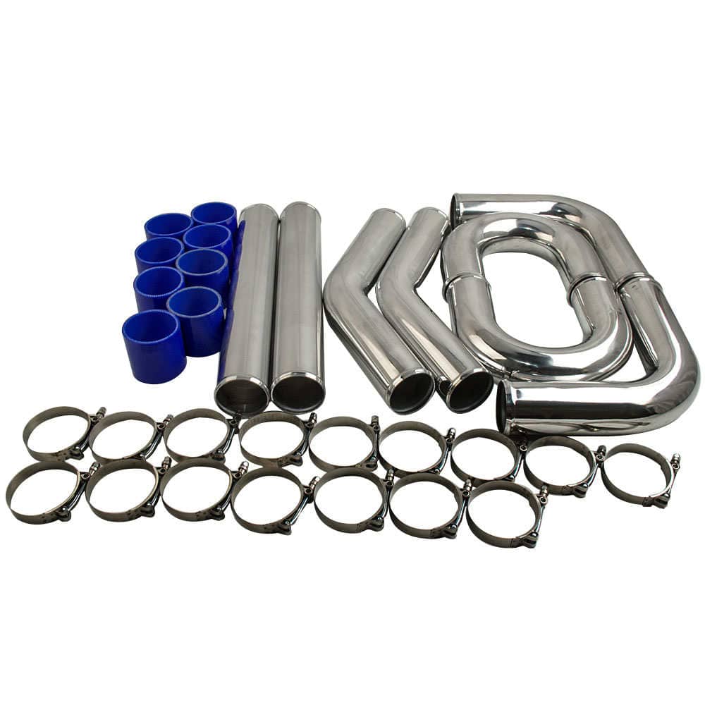 Kombinierte Produkte Aluminium-Ladeluftkühler für Frontmontage 600 × 300 × 76 + 76 mm Rohrsätze + blauer Schlauch