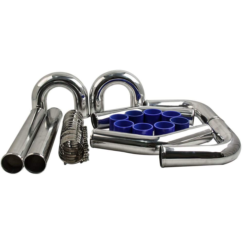 Kombinierte Produkte Aluminium-Ladeluftkühler für Frontmontage 600 × 300 × 76 + 76 mm Rohrsätze + blauer Schlauch