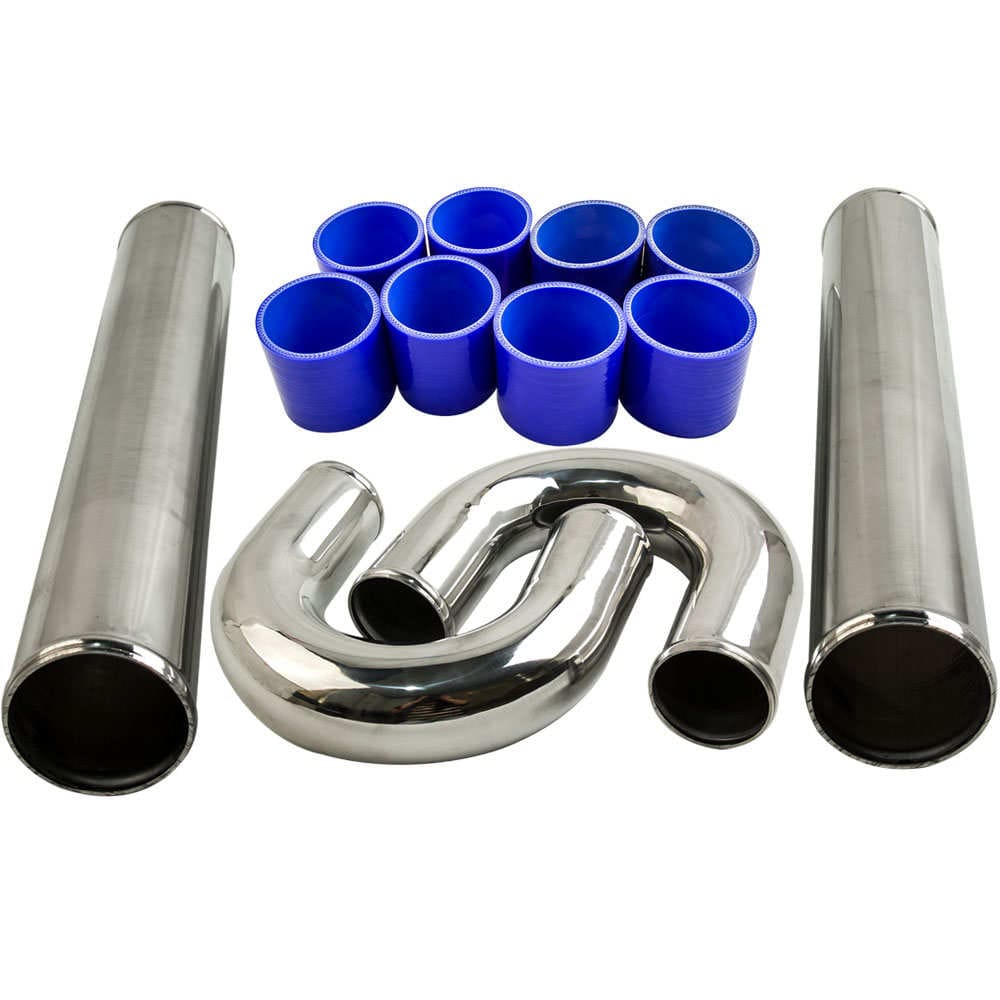 Kombinierte Produkte Aluminium-Ladeluftkühler für Frontmontage 600 × 300 × 76 + 76 mm Rohrsätze + blauer Schlauch