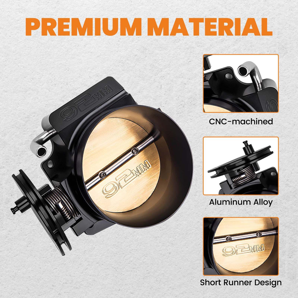 Motorsystem 92mm Throttle Body Assembly 4 bolt kompatibel für Chevrolet Gen III LS2 LS3 LS7 LSX