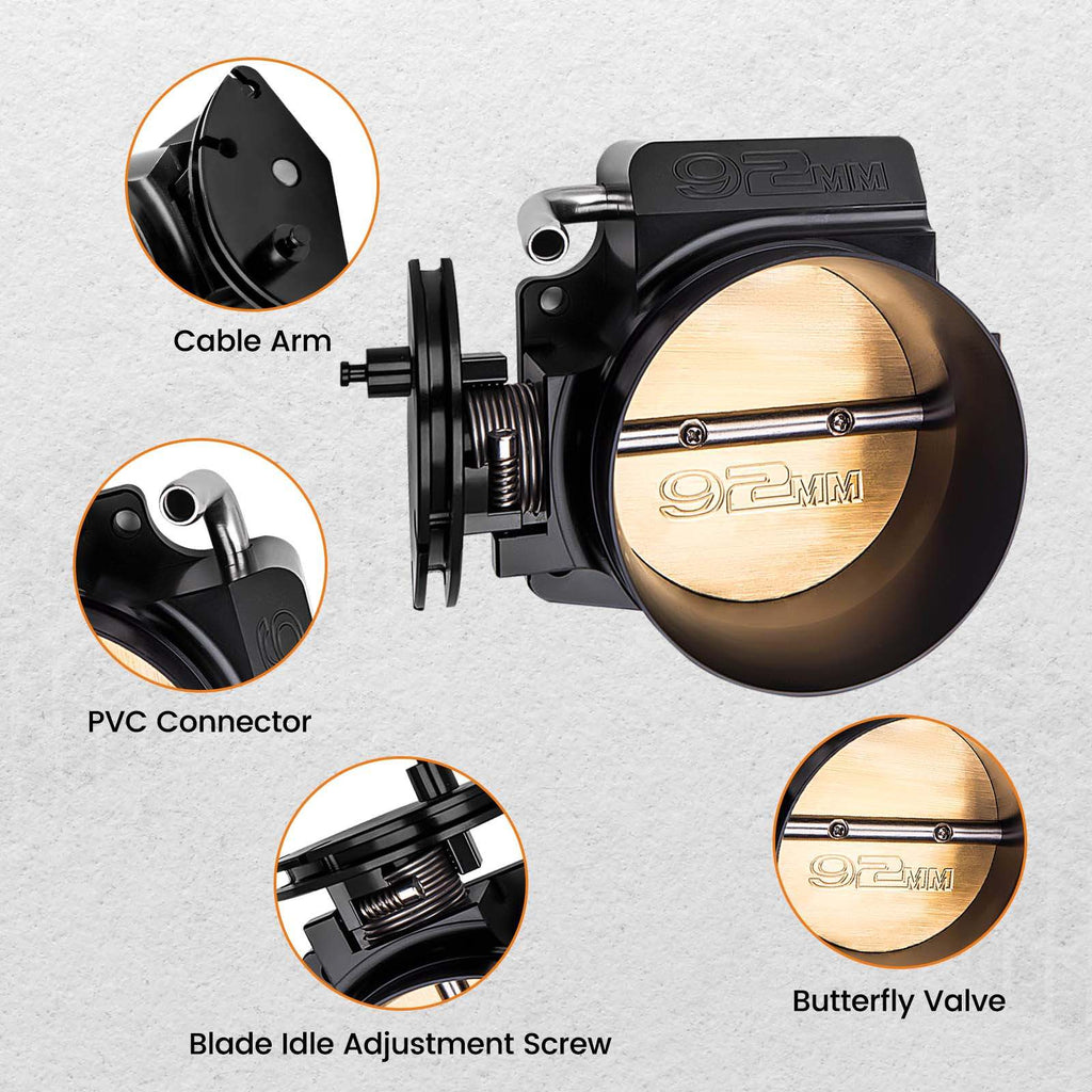 Motorsystem 92mm Throttle Body Assembly 4 bolt kompatibel für Chevrolet Gen III LS2 LS3 LS7 LSX