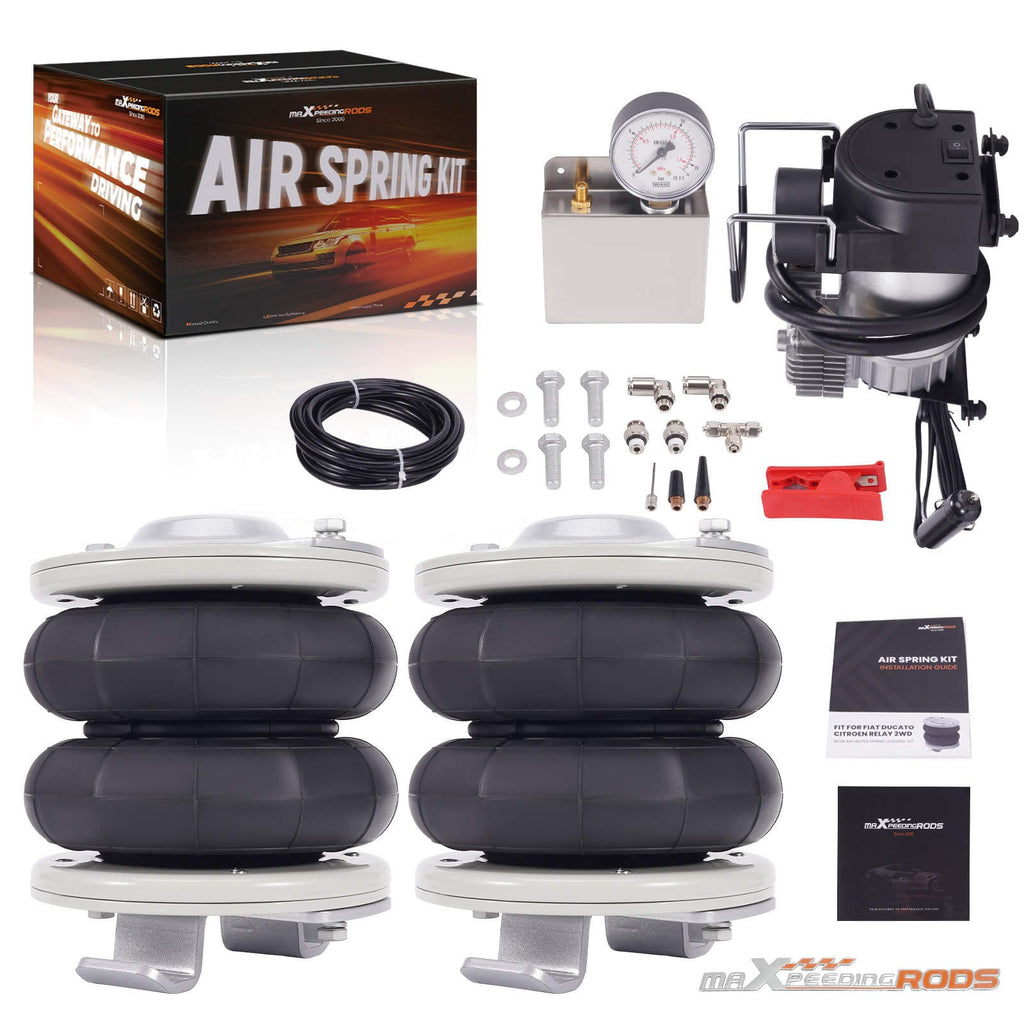 Neu 2x Luftfederung Hinten + 12V Kompressor Kit kompatibel für Fiat Ducato 1994-2024 4000KG