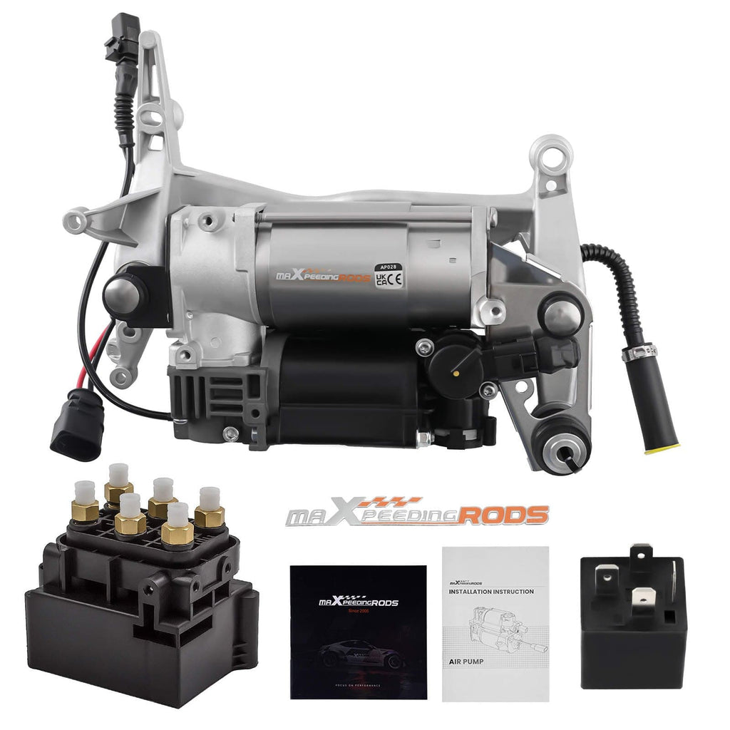 Neu Luftfederung Kompressor mit Halterung + Ventilblock kompatibel für Audi Q7 4L 4LB 4L0698007