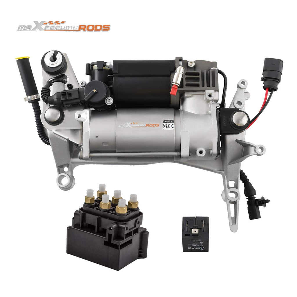 Neu Kompressor Luftfederung mit Halterung + Ventilblock kompatibel für VW Touareg 7L 7L0616007