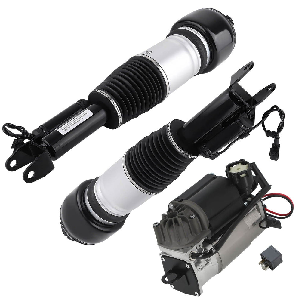 Neu 2x Federbein Vorne + Luftfederung Kompressor kompatibel für Mercedes E-Klasse W211 S211