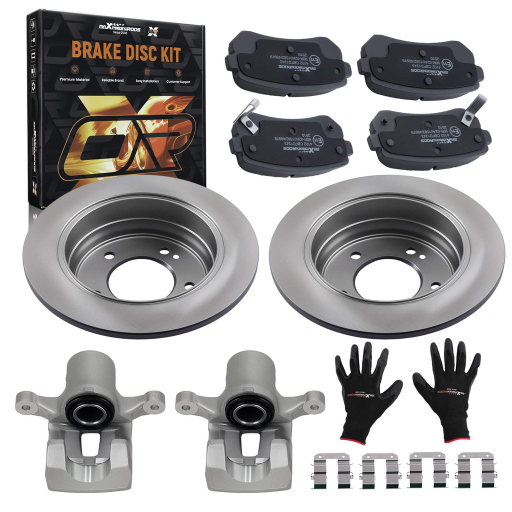 Neu Bremssattel Bremsscheiben Bremsbeläge Hinten kompatibel für Hyundai Accent kompatibel für Kia SportageCeed