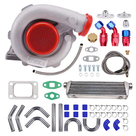 Neu Turbolader Kit T3/T4 mit 550mm ÖlrücklaufleitungIntercooler System Universal
