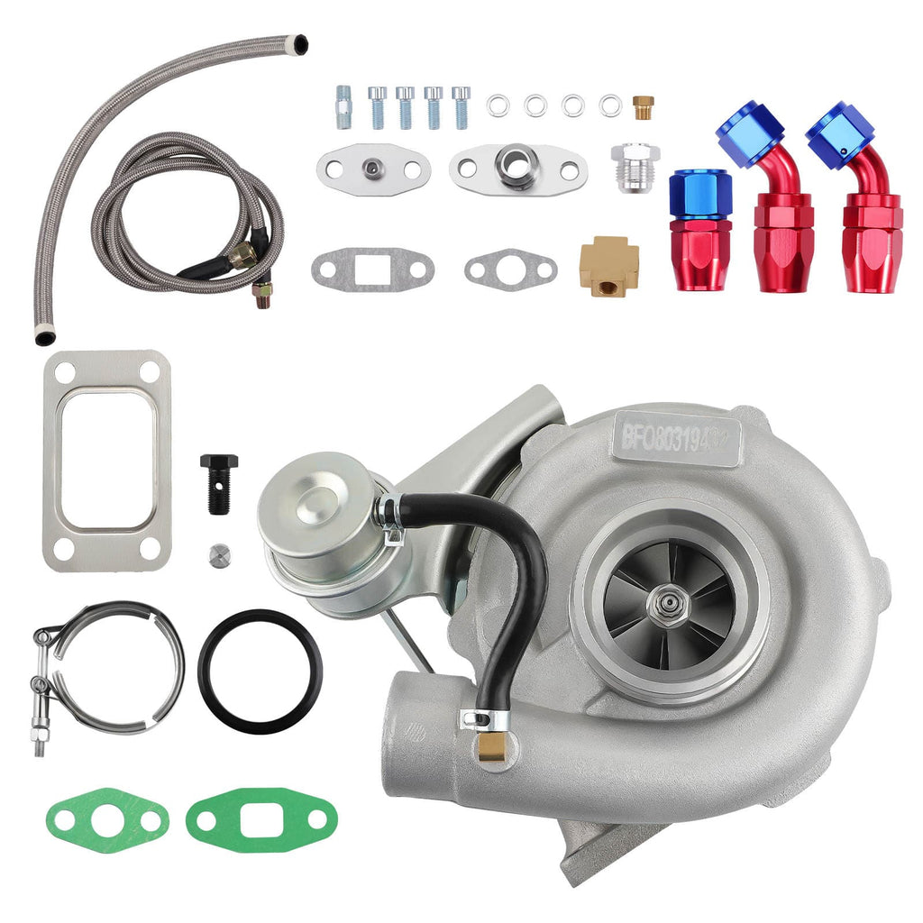 Neu T3 TO4E Turbo Turbocharger .63 A/R + Oil Drain Return + FEED Line Kit