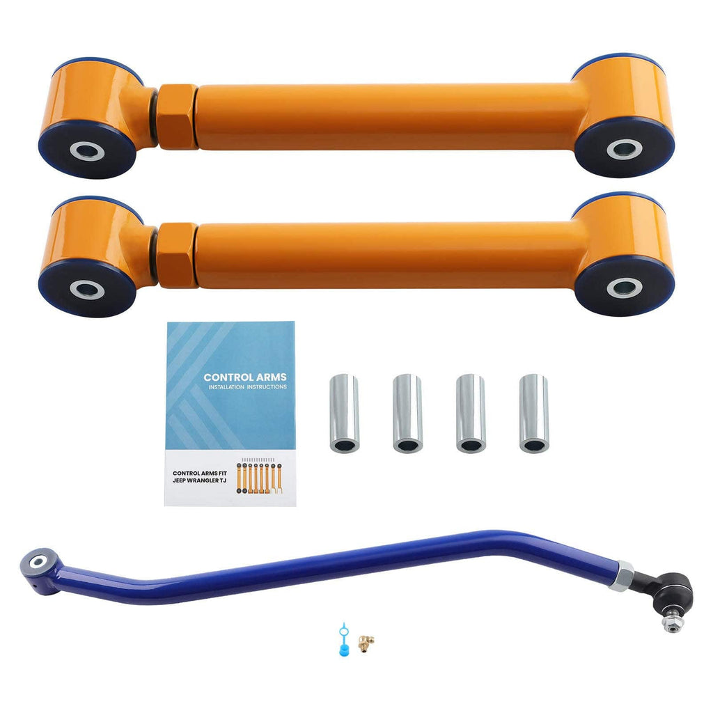 Neu 2PCS OBERER QUERLENKER HINTEN + SPURSTANGE VORNE kompatibel für JEEP WRANGLER TJ 1997-2006