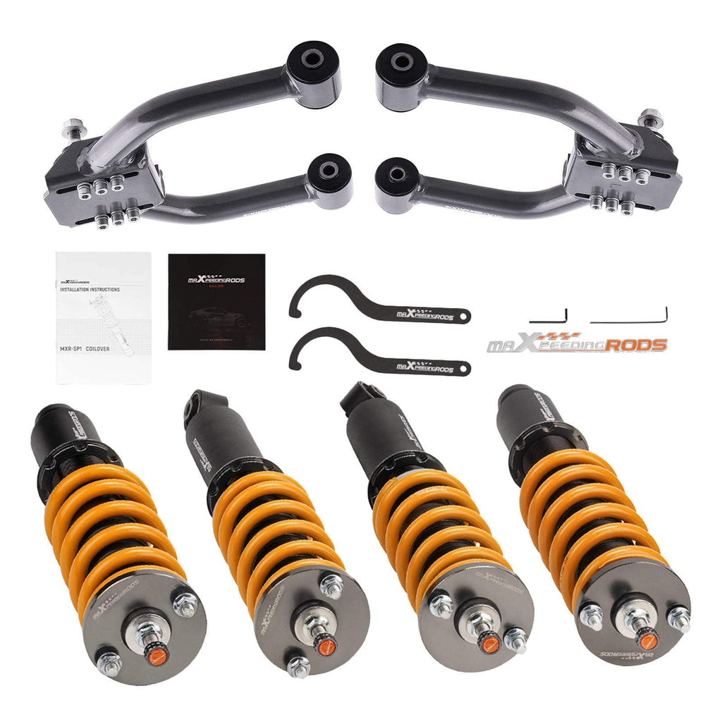 Neu Gewindefahrwerk Dämpfung einstellbar + 2x Querlenker kompatibel für Honda CR-V CRV 96-01