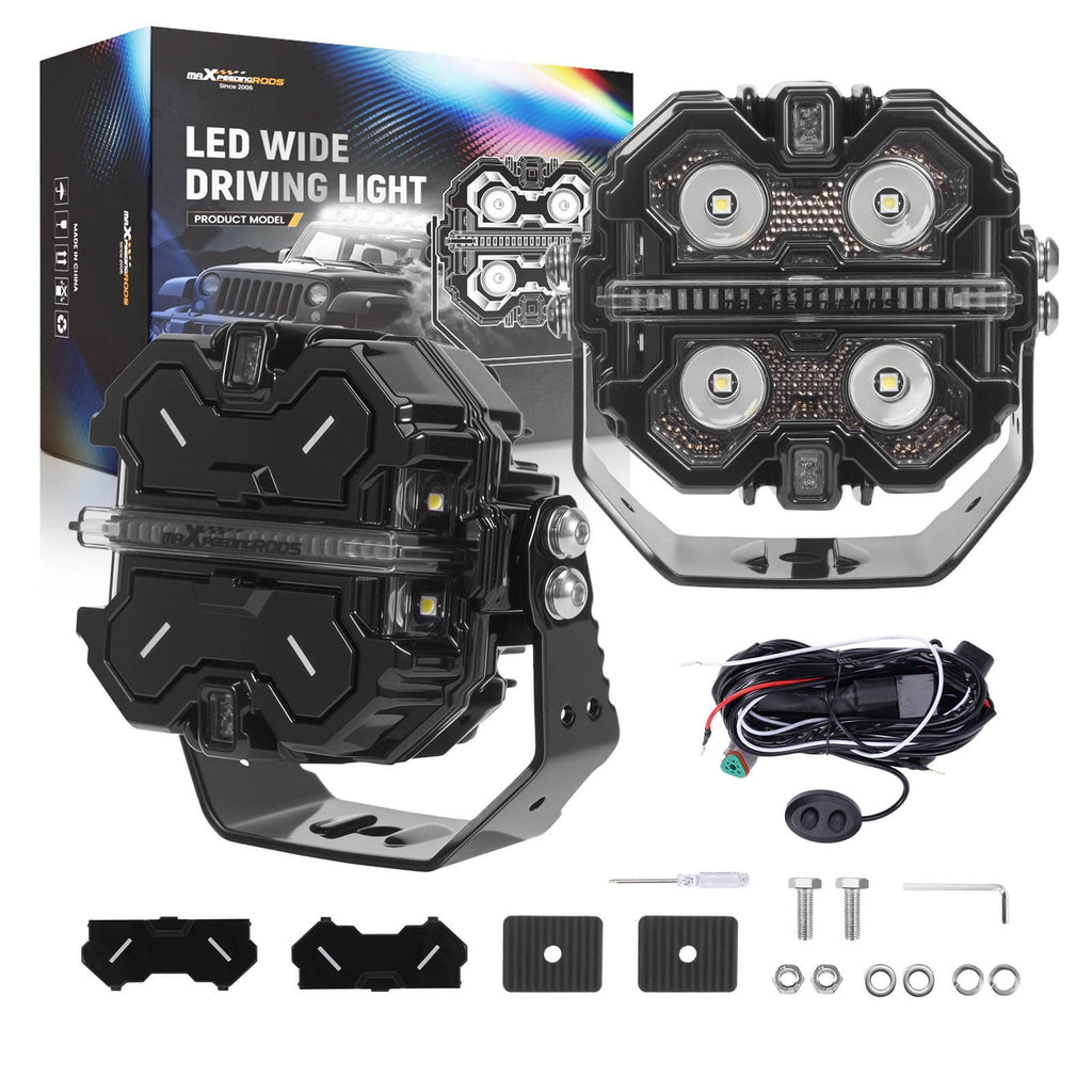 Neu Squar LED Pods Driving Lights DRL RGB Light mit Amber & Kompatibel Für White 160W FOR Off Road