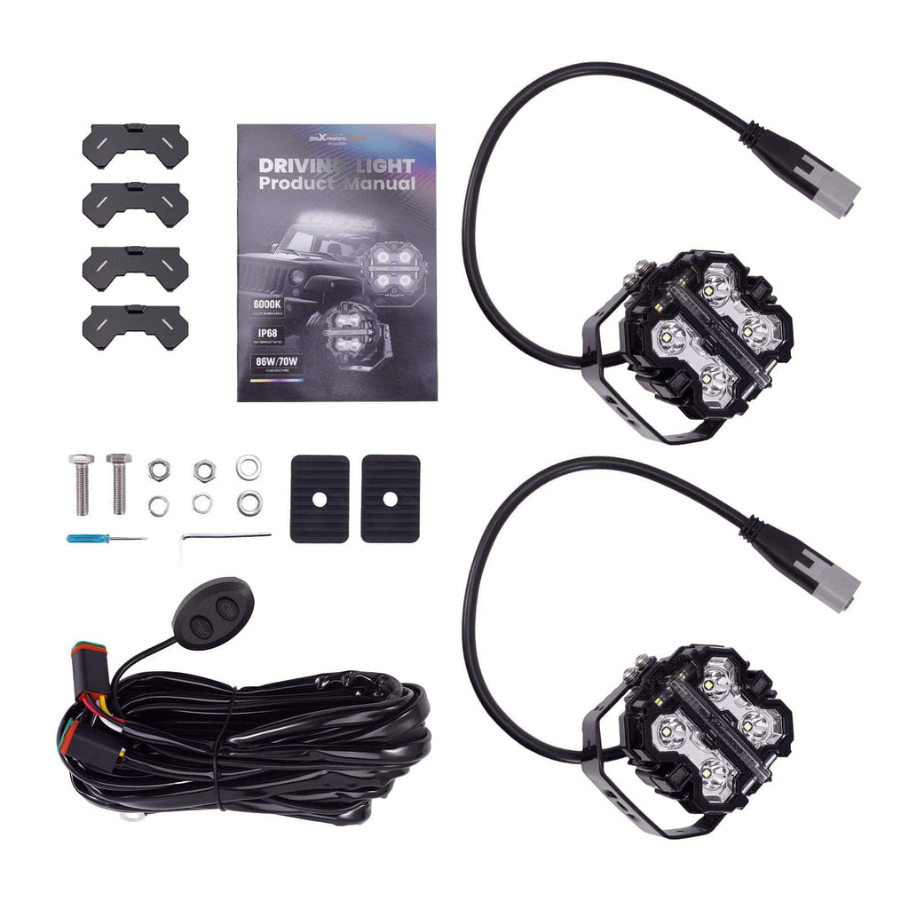 Neu LED Arbeitsscheinwerfer 19200LM 3.5 Quadrat Spot Beam DRL 6000K Zusatzlicht