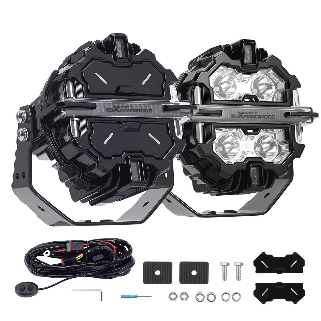 Neu 5 LED Zusatzscheinwerfer 21360LM Spot+Seitenlicht 270° Aluminium Weiß/Amber