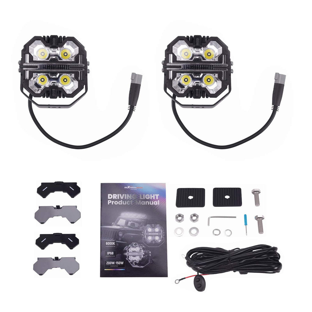 Neu Quadrat LED Scheinwerfer DRL Tagfahrlicht 6000K For LKW Offroad Aluminium IP68