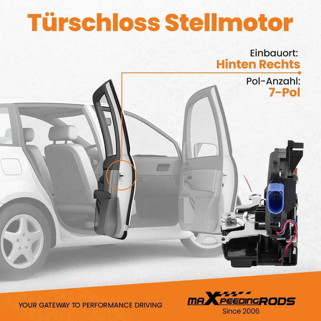 Neu Türschloss Stellmotor hinten rechts kompatibel für VW Golf 1K Jetta 1K Touran 1T 7L083901