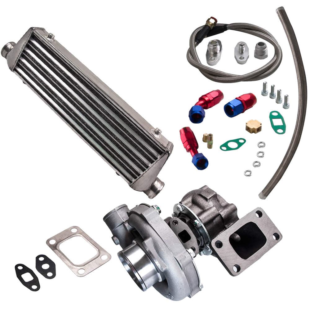 Neu T04E T3 T4 Turbo-Ölleitung + Ladeluftkühler Kit Universal Turbo Boost 400HP