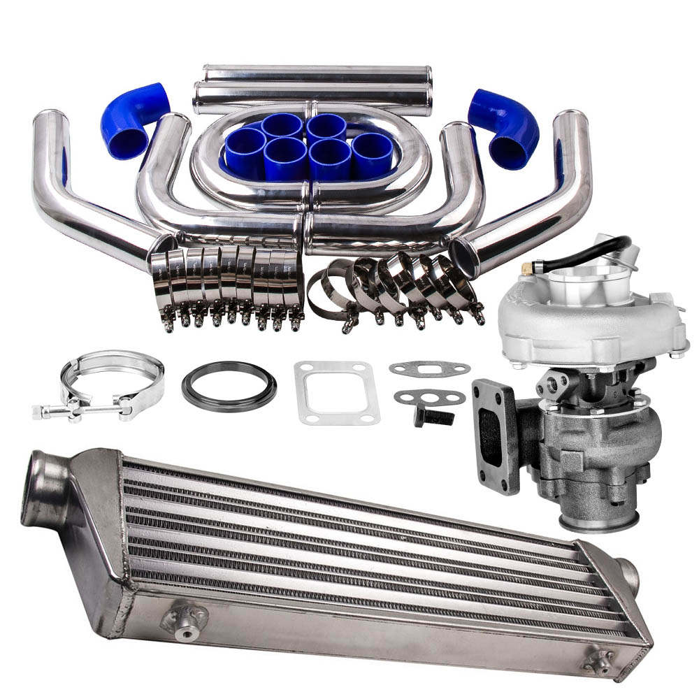 Neu TurboladerWASSER KÜHLER+Aluminium INTERCOOLER PIPING KIT Kombinationsprodukte