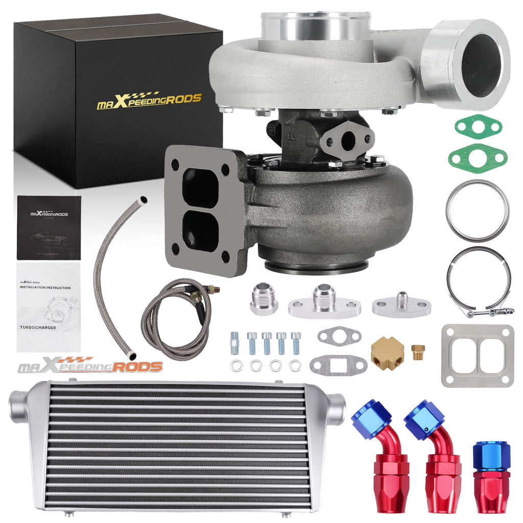 Neu 00 PS Turbo-Kit mit 600x300x76mm Ladeluftkühler Ölleitung für 4,0-6,0l Motor