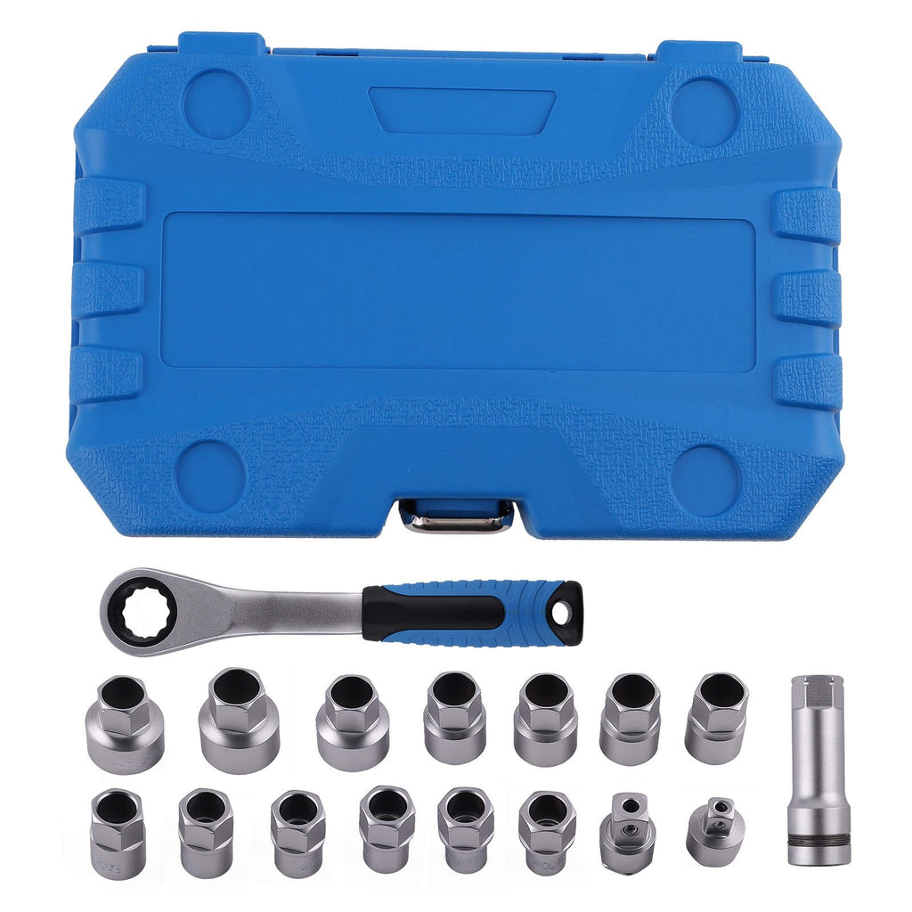 Neu 17X Durchsteck-Steckschlüsselset Ratschenkasten for Mechaniker 10-24mm Metrisch