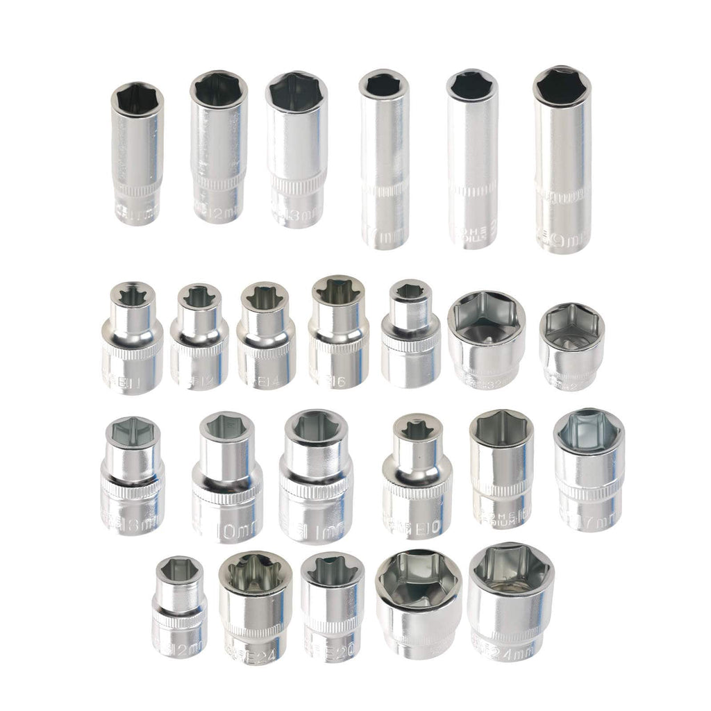 Neu 108 Steckschlüssel Ratschenset 1/2 1/4 Zoll CR-V Bits Werkzeugkoffer
