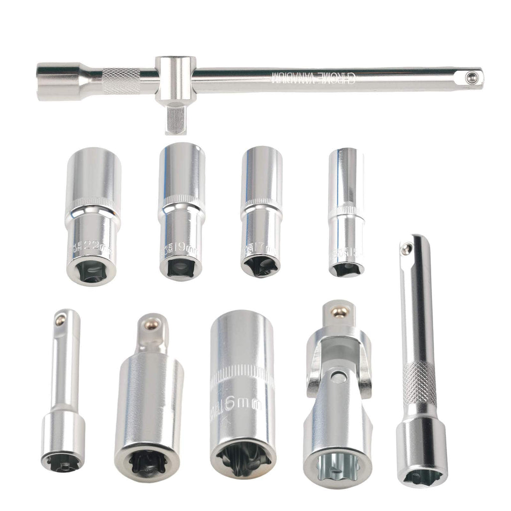 Neu 108 Steckschlüssel Ratschenset 1/2 1/4 Zoll CR-V Bits Werkzeugkoffer
