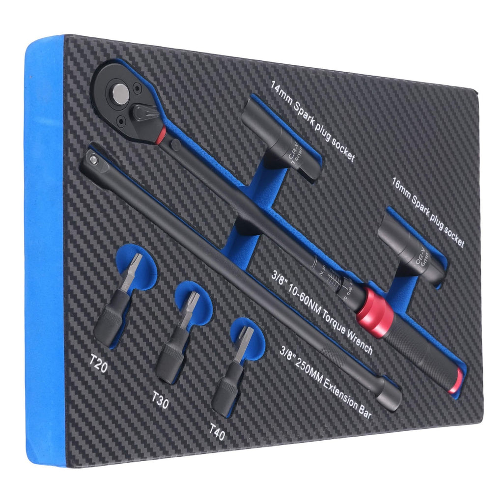 Neu Drehmomentschlüssel 3/8 Zoll 10-60Nm einstellbar Bits T20 T30 T40 Verlängerung