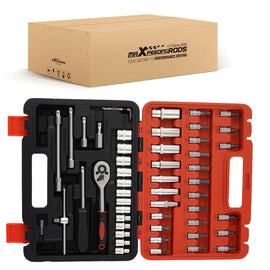 Neu 53 Teile 1/4 Ratsche Steckschlüssel Set Werkzeugkasten Metrisch