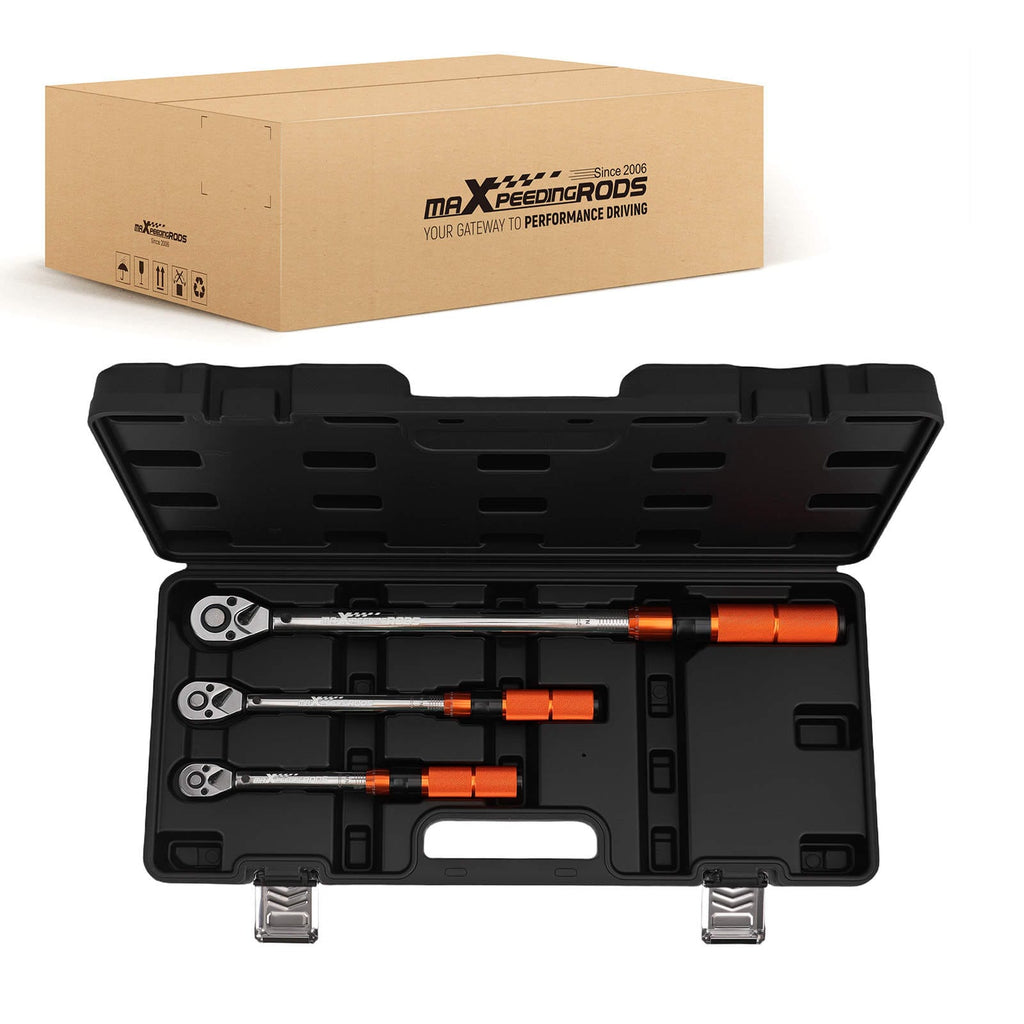 Neu 3-teiliges Drehmomentschlüssel 5-25 10-60 40-220Nm Aluminium Ratsche Koffer