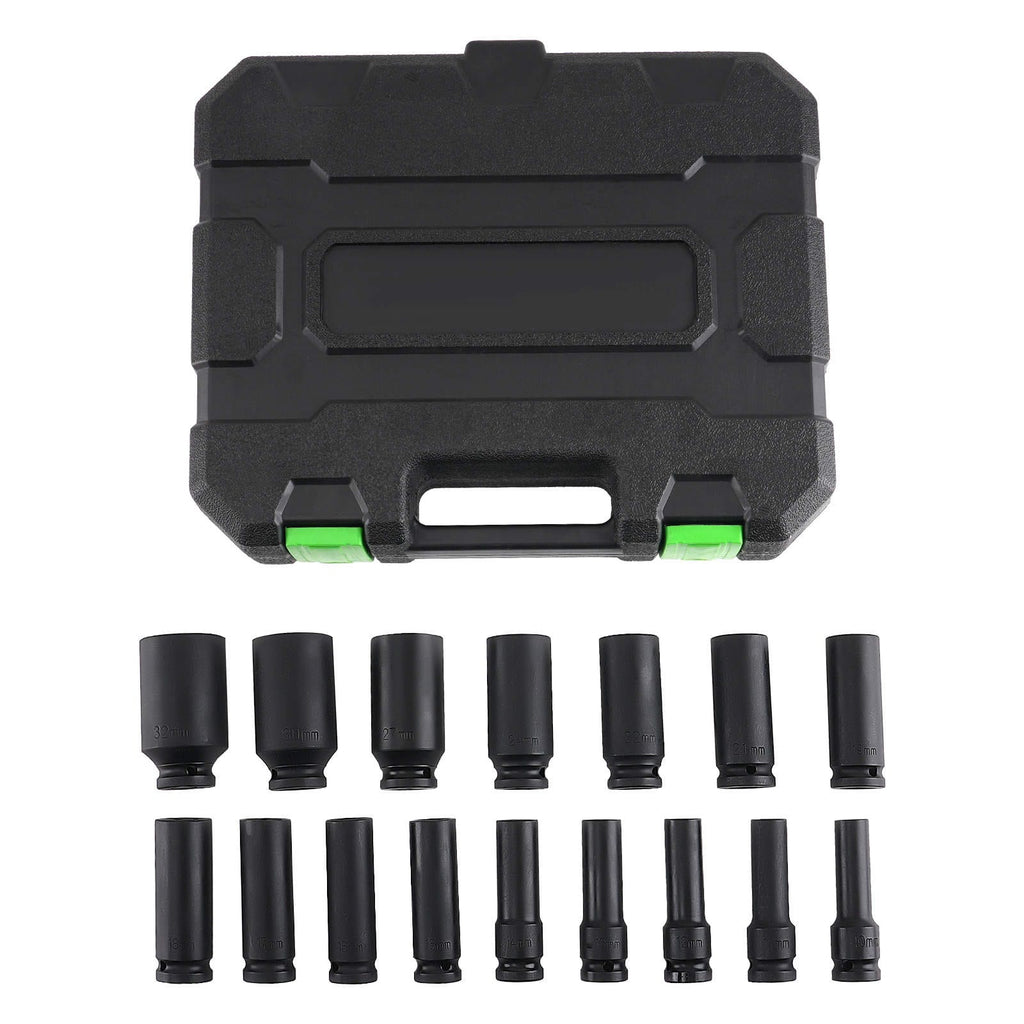 Neu 1/2 Antrieb Nuss 10-32mm for Schlagschrauber 16tlg Set 78mm Lang CR-V