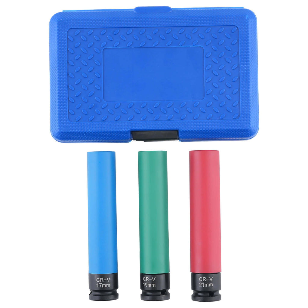 Neu 1/2 Zoll Radmutter Steckschlüssel 17mm 19mm 21mm Schlagstecknuss Set 50bc