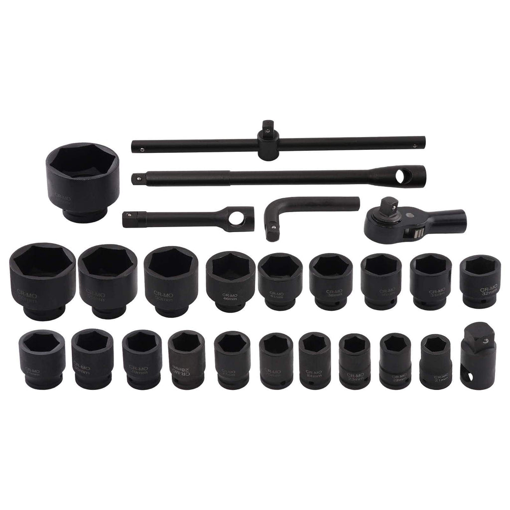 Neu 24tlg Schlagschrauber Nüsse 3/4 1 6-Kant Steckschlüssel Metrisch 21-65mm
