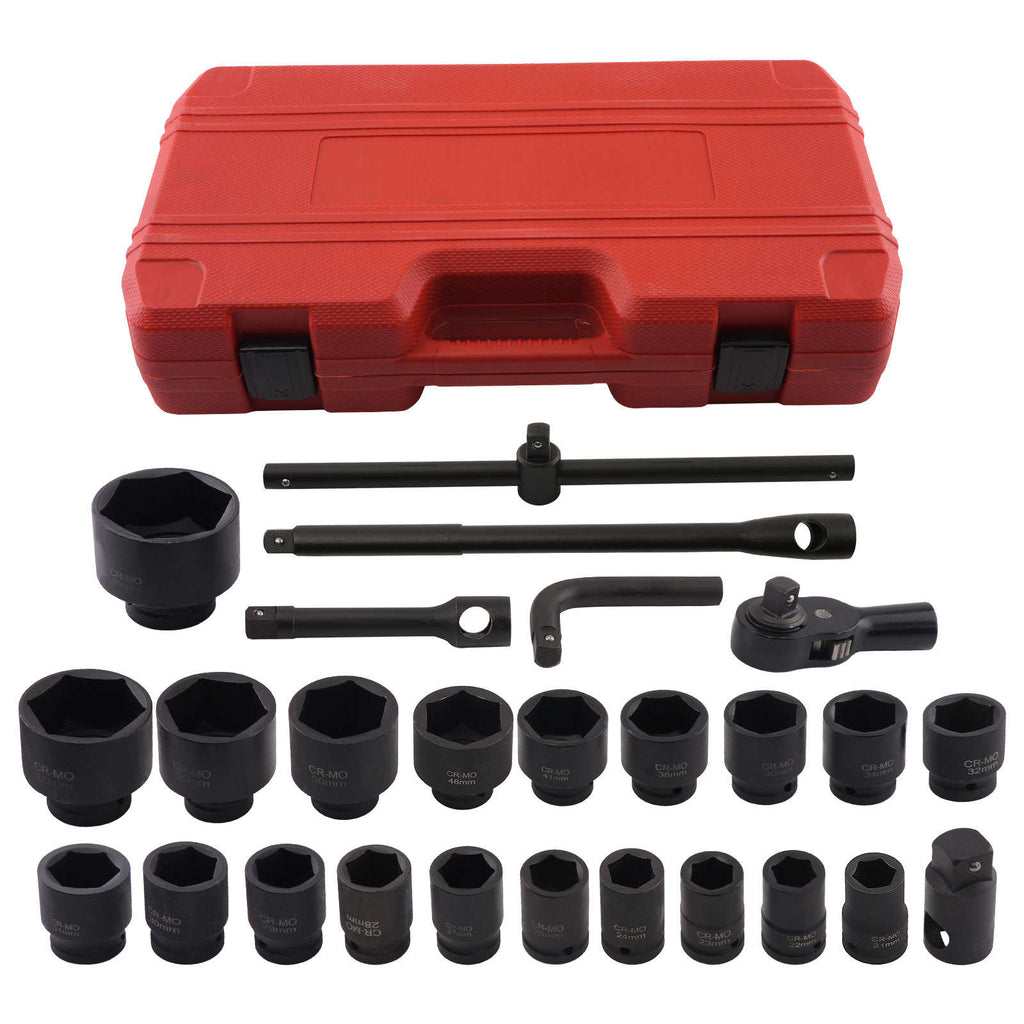 Neu 24tlg Schlagschrauber Nüsse 3/4 1 6-Kant Steckschlüssel Metrisch 21-65mm