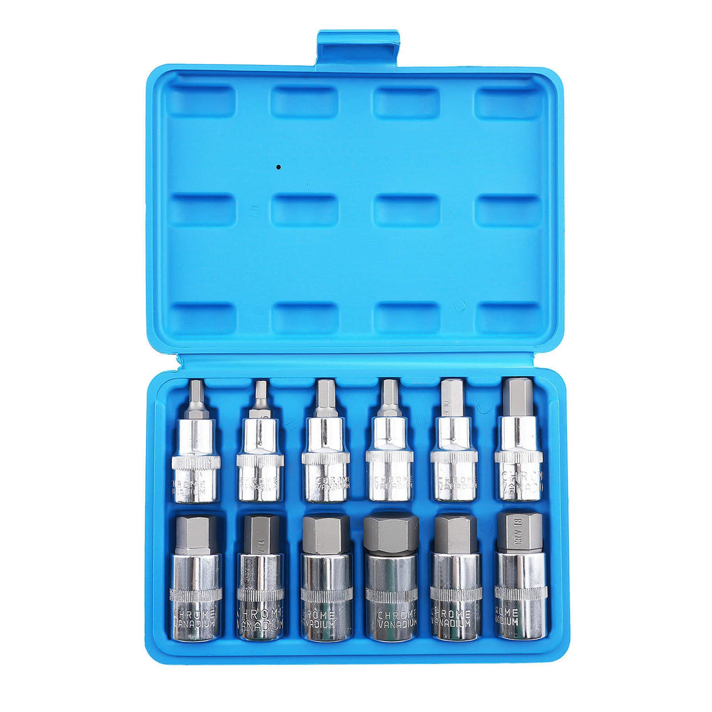 Neu 1/2 Antrieb Sechskant Steckschlüssel 12-teilig H5 H6 H7 H8 H10 H12 H14 H16